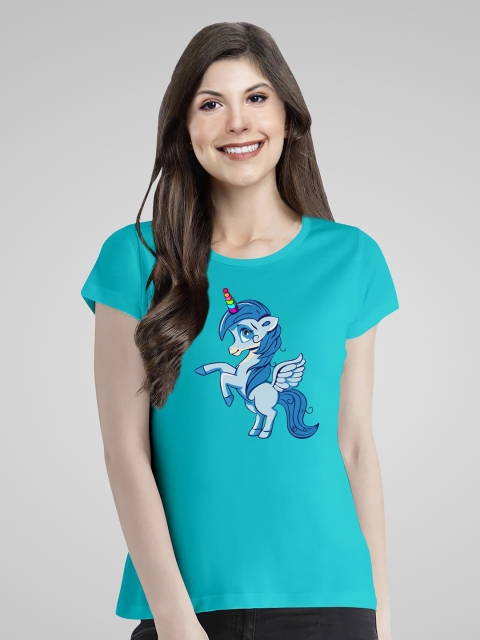 

Pootlu Women Blue Printed Extended Sleeves T-shirt