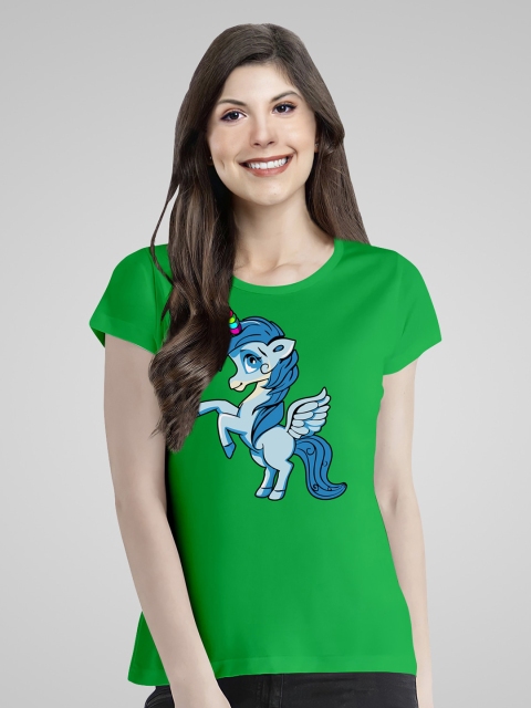 

Pootlu Women Green Printed Extended Sleeves T-shirt