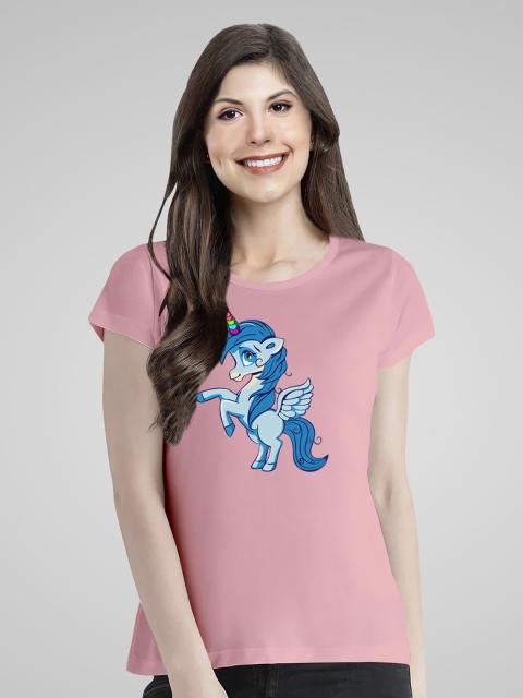 

Pootlu Women Pink Printed Extended Sleeves T-shirt