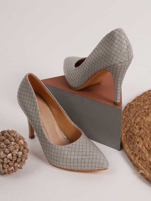 

Rubeezz Grey Textured Party Stiletto Pumps