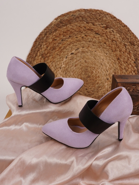 

Rubeezz Purple Printed Party Stiletto Mules