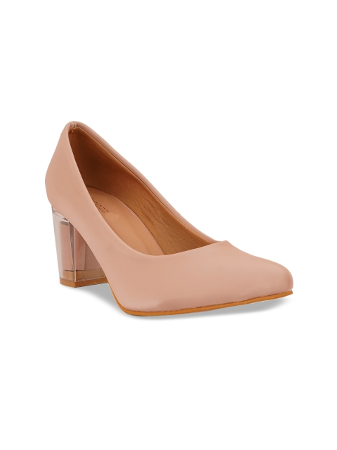 

Rubeezz Peach-Coloured Party Block Pumps