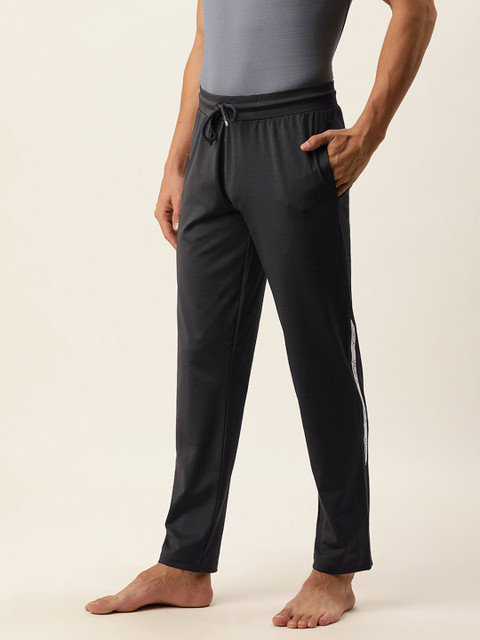 

Sweet Dreams Men Black Solid Lounge Pants With Side Stripes