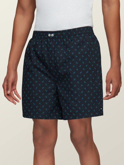 

XYXX Men Navy Blue Printed Comfort Fit Super Combed Cotton Astor Lounge Shorts