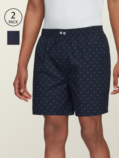 

XYXX Men Pack of 2 Navy Blue & Pink Super Combed Cotton Comfort Fit Astor Lounge Shorts