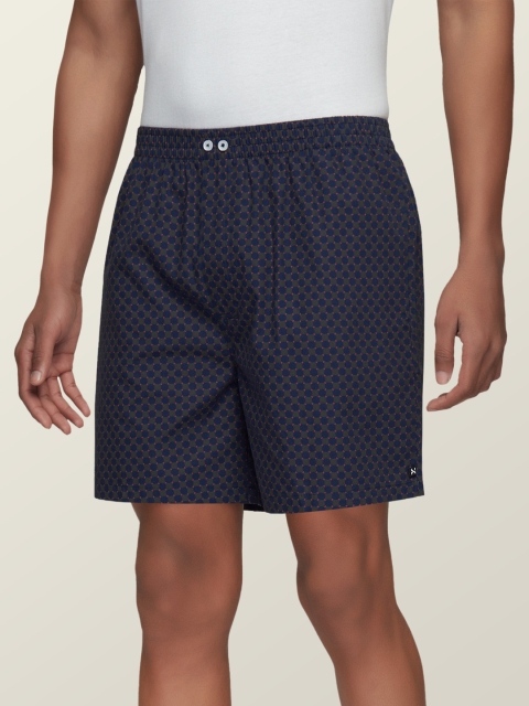 

XYXX Men Navy Blue Printed Comfort Fit Super Combed Cotton Astor Lounge Shorts