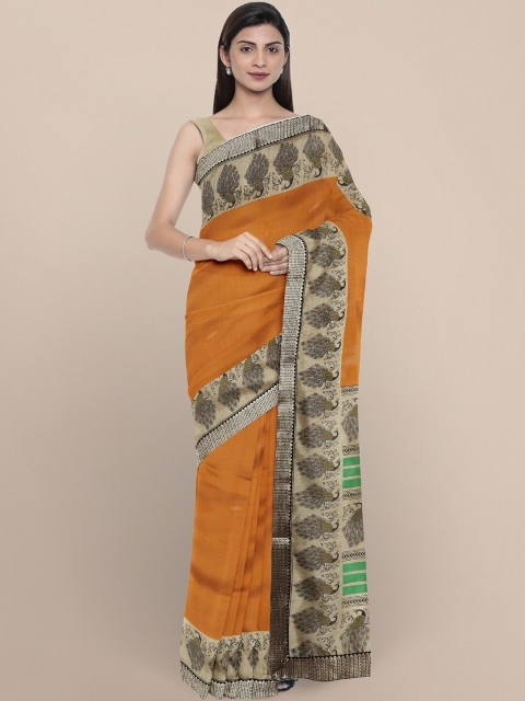 

KALINI Mustard & Green Kalamkari Art Silk Bhagalpuri Saree