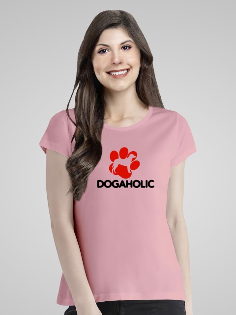 

Pootlu Women Pink Typography Printed Extended Sleeves T-shirt