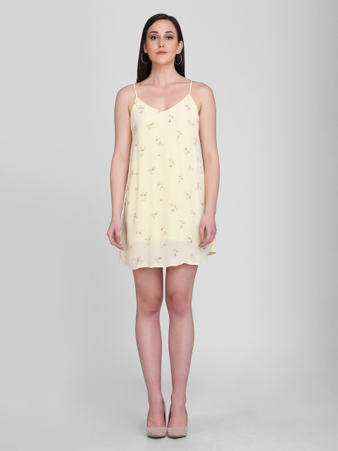 

DELAN Brown Floral A-Line Dress