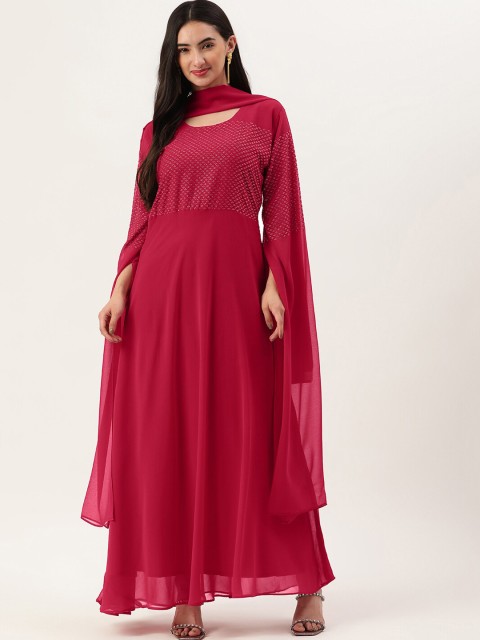 

TRENDY DIVVA Women Blue Georgette Anarkali Kurta & Dupatta
