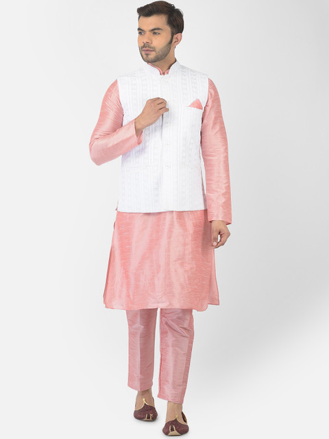 

DEYANN Men White Kurta with Trousers & Nehru Jacket
