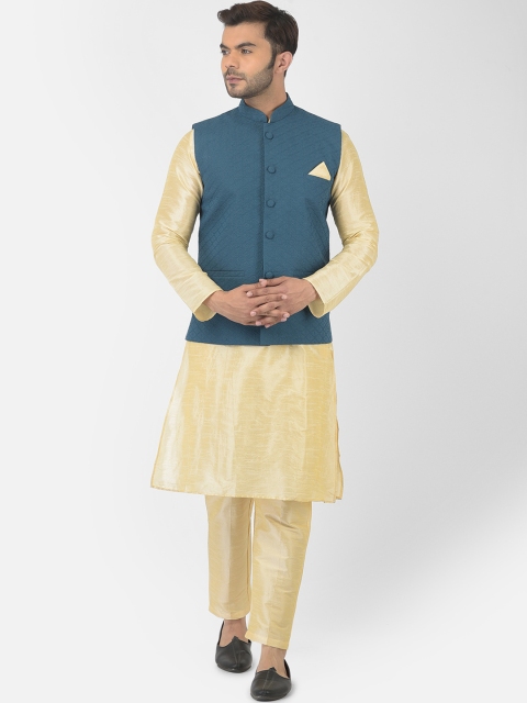 

DEYANN Men Navy Blue Kurta with Pyjamas & Nehru Jacket