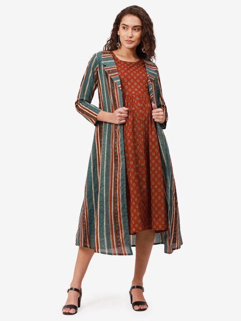 

The Mom Store Maroon Maternity A-Line Midi Dress