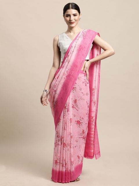 

PERFECTBLUE Pink Floral Saree