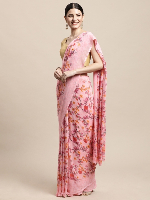 

PERFECTBLUE Pink Floral Saree