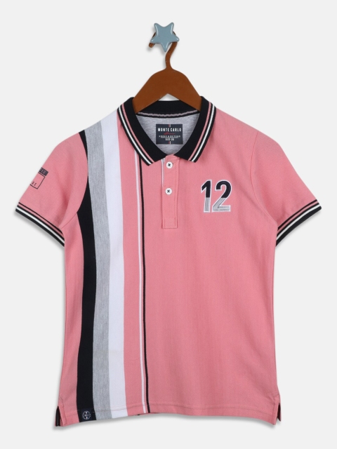 

Monte Carlo Boys Pink & Black Striped Polo Collar T-shirt