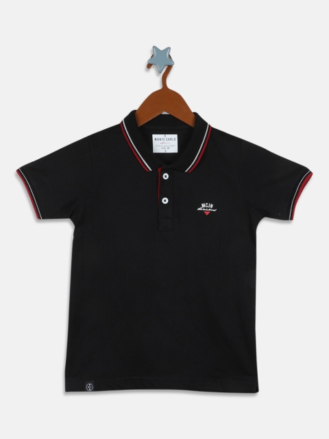 

Monte Carlo Boys Black Polo Collar Cotton Knitted T-shirt