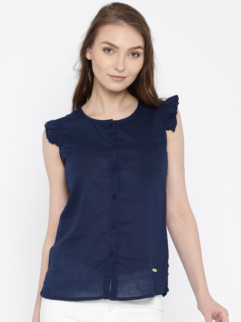

Pepe Jeans Women Navy Solid Regular Top, Navy blue