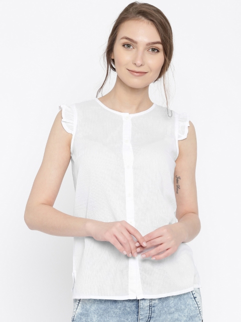 

Pepe Jeans Women White Solid Regular Top