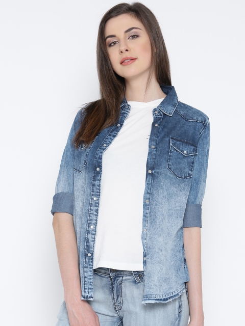 

Pepe Jeans Women Blue Faded Denim Shirt