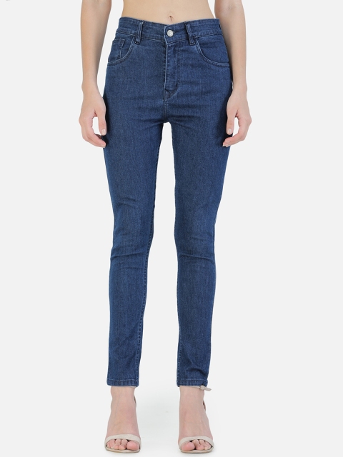 

DECHEN Women Blue Skin Tight Skinny Fit High-Rise Stretchable Denim Cropped Jeans