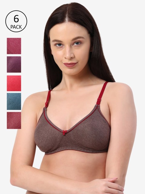 

Planetinner Pack of 6 Assorted Non Wired Everyday Bra