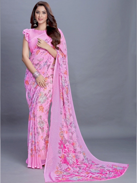 

PERFECTBLUE Pink Floral Saree