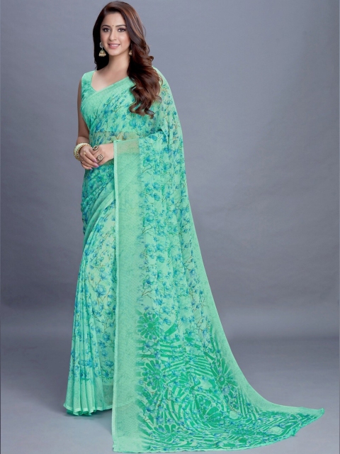 

PERFECTBLUE Sea Green & Blue Floral Saree