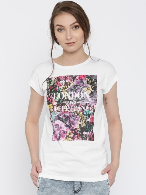 

Pepe Jeans Women White Printed Round Neck T-shirt