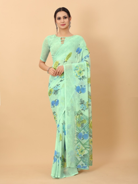 

PERFECTBLUE Sea Green & Blue Floral Saree