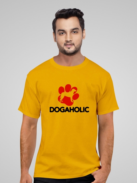 

Pootlu Men Yellow Typography Printed Applique T-shirt