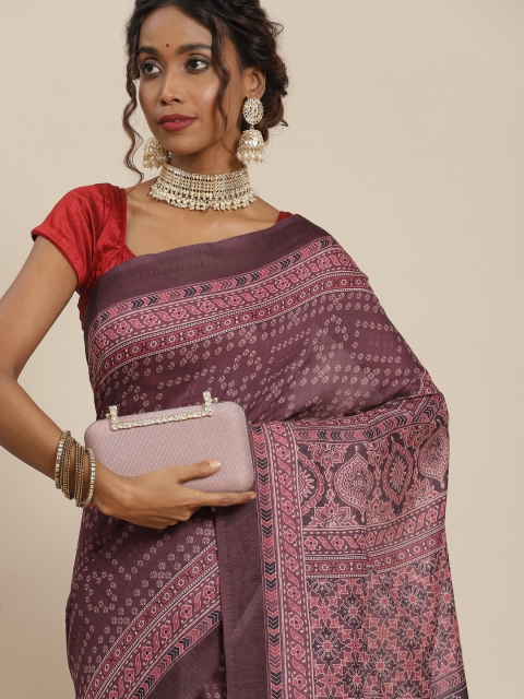 

LABEL AARNA Magenta Bandhani Cotton Blend Saree