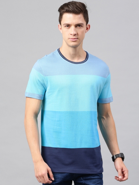 

HRX by Hrithik Roshan Men Tonal Blue Colourblocked T-shirt