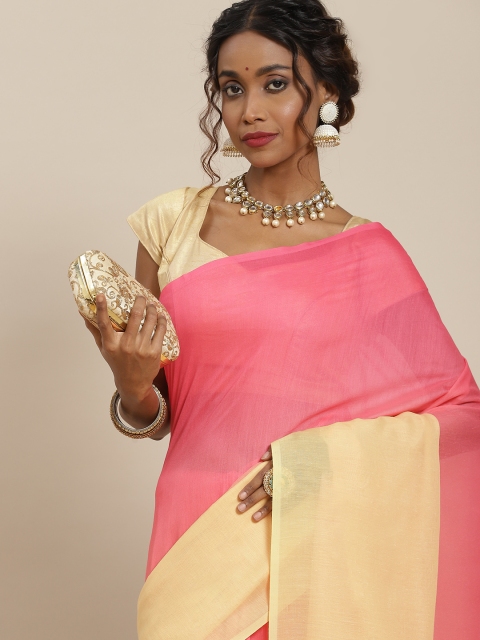 

LABEL AARNA Pink & Yellow Ombre Silk Blend Saree