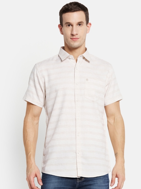 

METTLE Men Cream-Coloured Casual Shirt