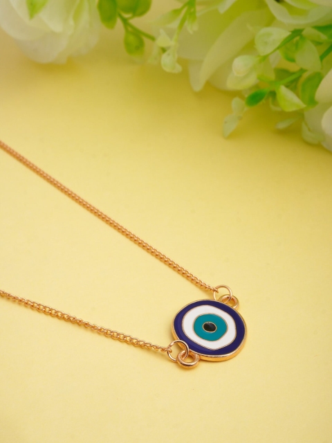 

Ferosh Gold-Toned Blue Crystal-Studded Evil Eye Pendant