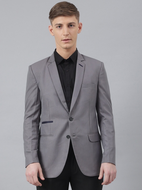 

MR BUTTON Men Grey Solid Blazers