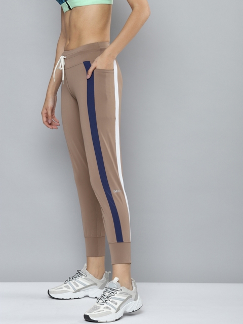 

Fitkin Women Brown & Navy Blue Striped Rapid-Dry Training Joggers