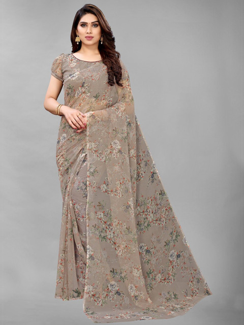 

PERFECTBLUE Beige Floral Saree