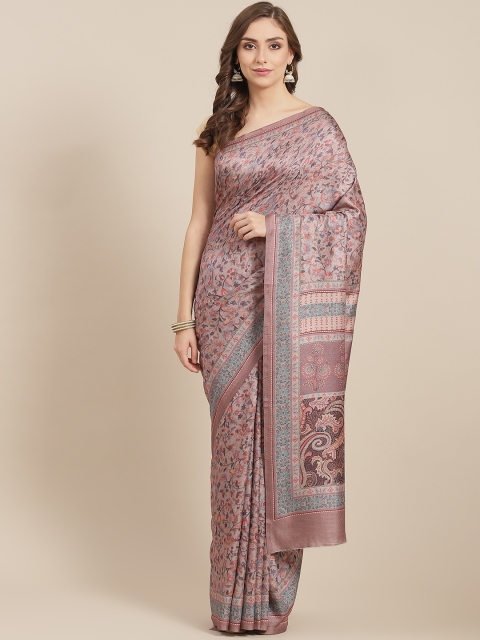 

LABEL AARNA Mauve & Khaki Ethnic Motifs Polyester Pashmina Saree
