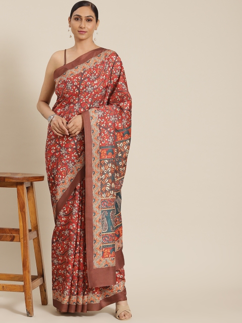 

LABEL AARNA Red & Beige Ethnic Motifs Polyester Saree