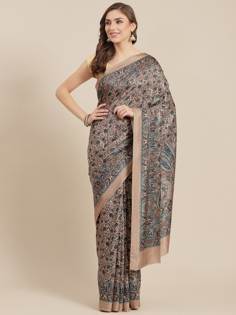 

LABEL AARNA Green & Beige Ethnic Motifs Fusion Saree