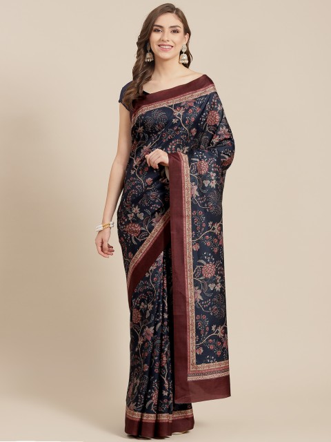 

LABEL AARNA Teal Green Ethnic Motifs Poly Silk Saree