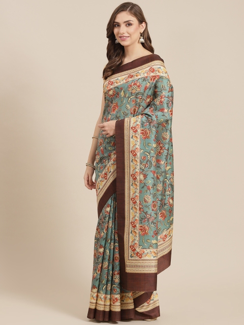 

LABEL AARNA Grey & Red Ethnic Motifs Poly Silk Saree