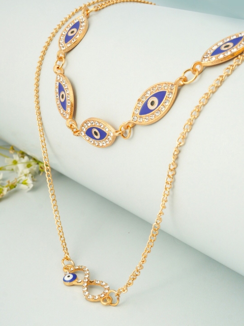 

Ferosh Blue & Gold-Toned Infinity Evil Eye Layered Necklace
