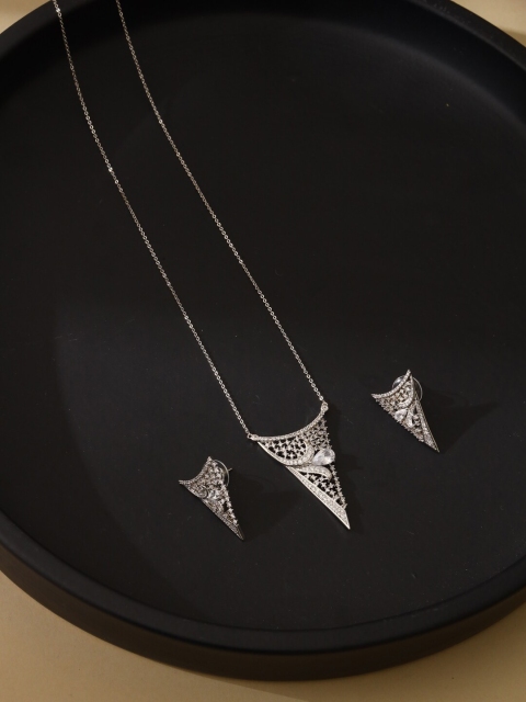

Shaze Cubic Zirconia Silver Plated Tulip Star Set