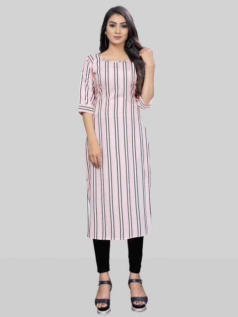 

MODLI 20 FASHION Women Pink & White Striped Kurta