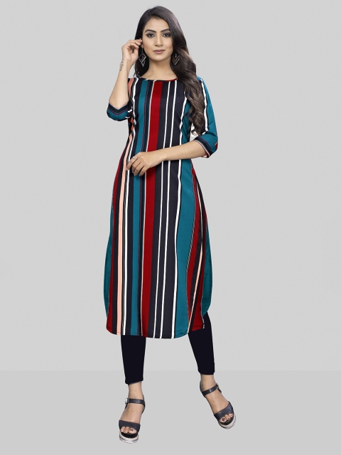 

MODLI 20 FASHION Women Green & Green Striped Kurta