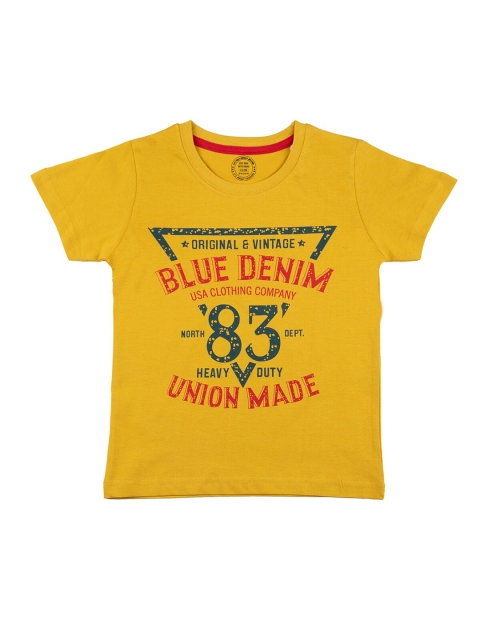 

Benny n Bunny Boys Gold-Toned Biker Printed Pure Cotton Applique T-shirt