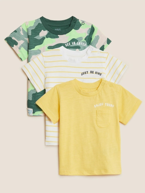 

Marks & Spencer Kids Multicoloured Pack of 3 Pure Cotton T-shirt, Multi